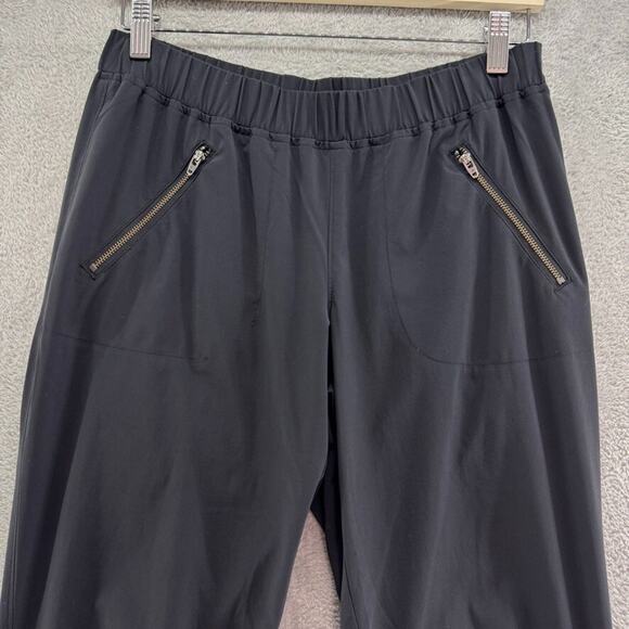 Athleta Pants Womens 6 Black Pull On Elastic Waist Mid Rise Straight Rushed Hem - Picture 3 of 16